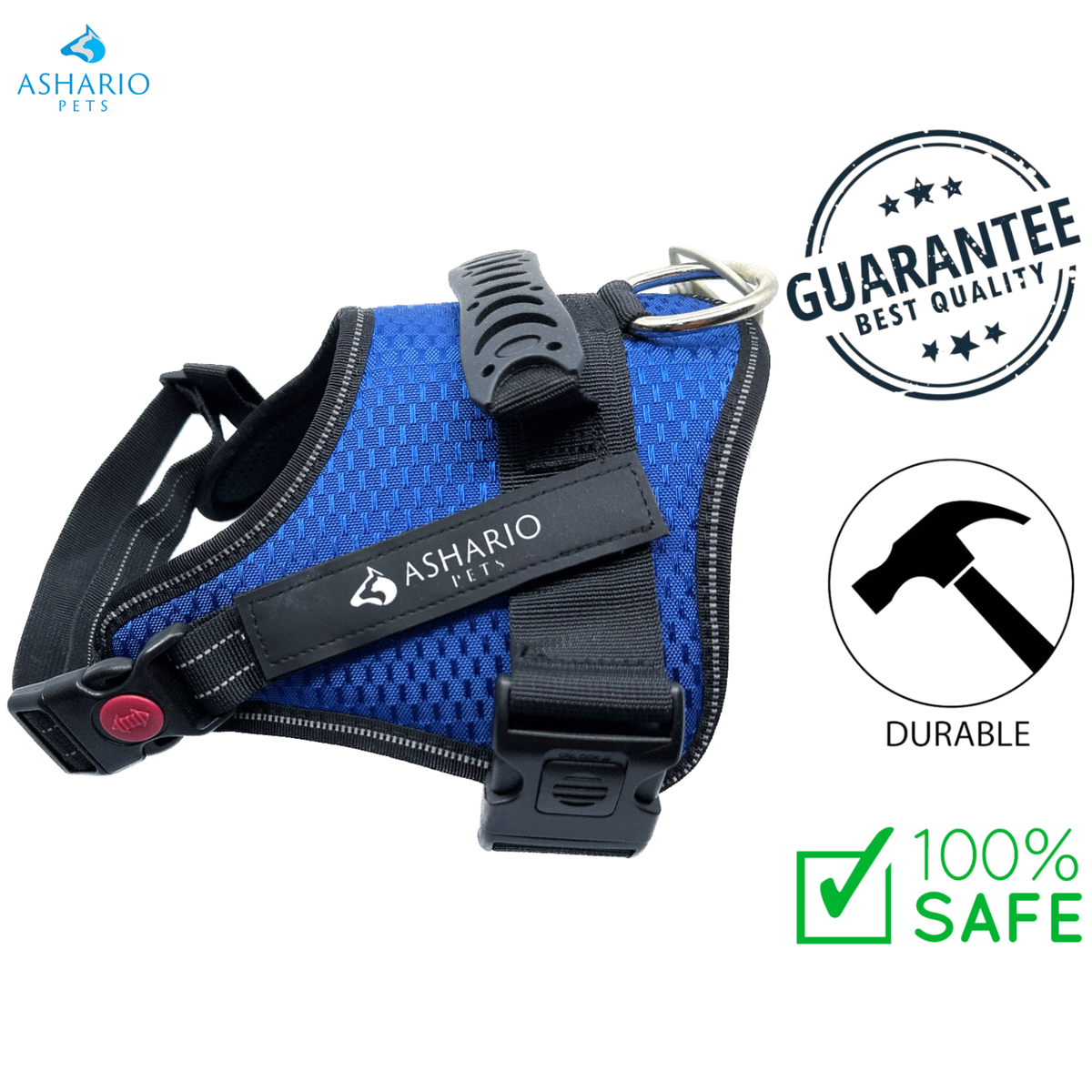 Ashario Pets - "TactiHarness Lite" Reflective No-Pull Design Harness - L