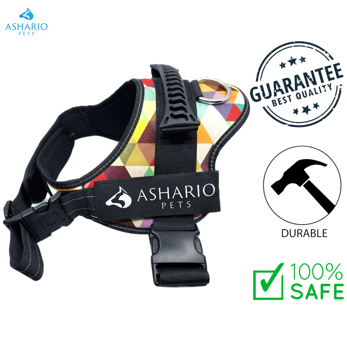 Ashario Pets - "TactiHarness" Reflective No-Pull Design Harness - S