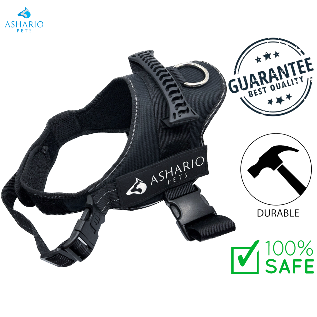 Ashario Pets - "TactiHarness" Reflective No-Pull Design Harness - M