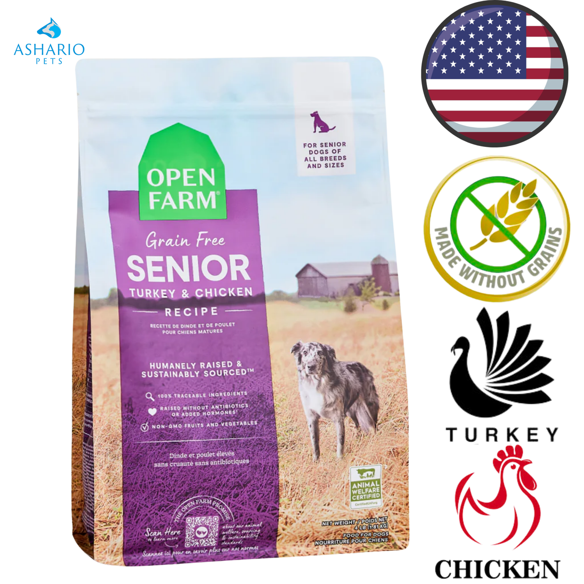 Open Farm - Grain Free Turkey & Chicken Senior Dry Dog Food