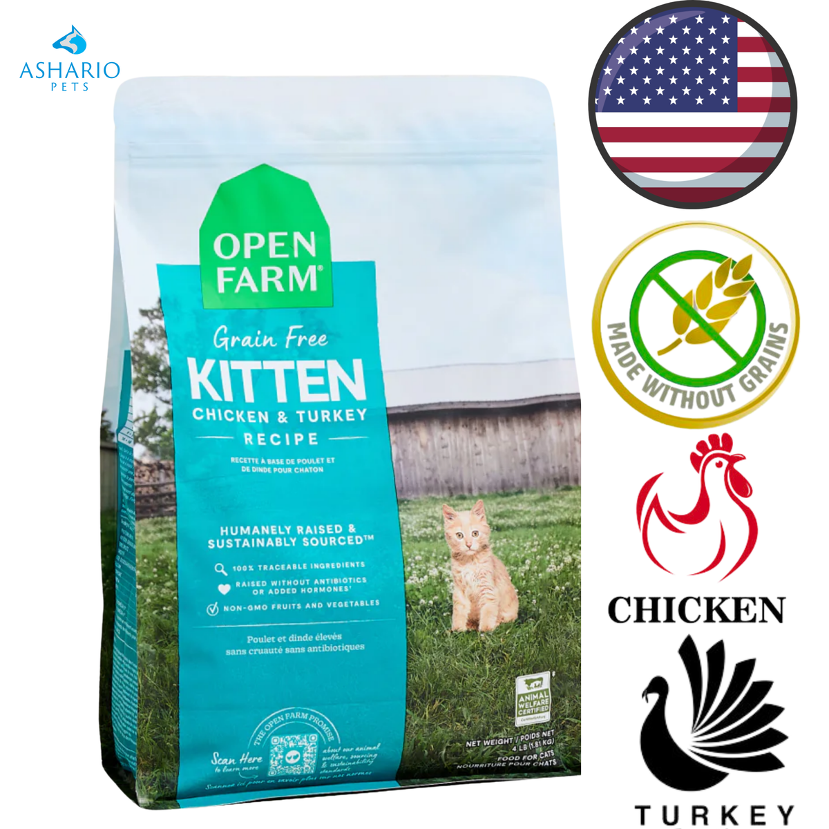 Open Farm - Grain Free Chicken & Turkey Kitten Dry Cat Food