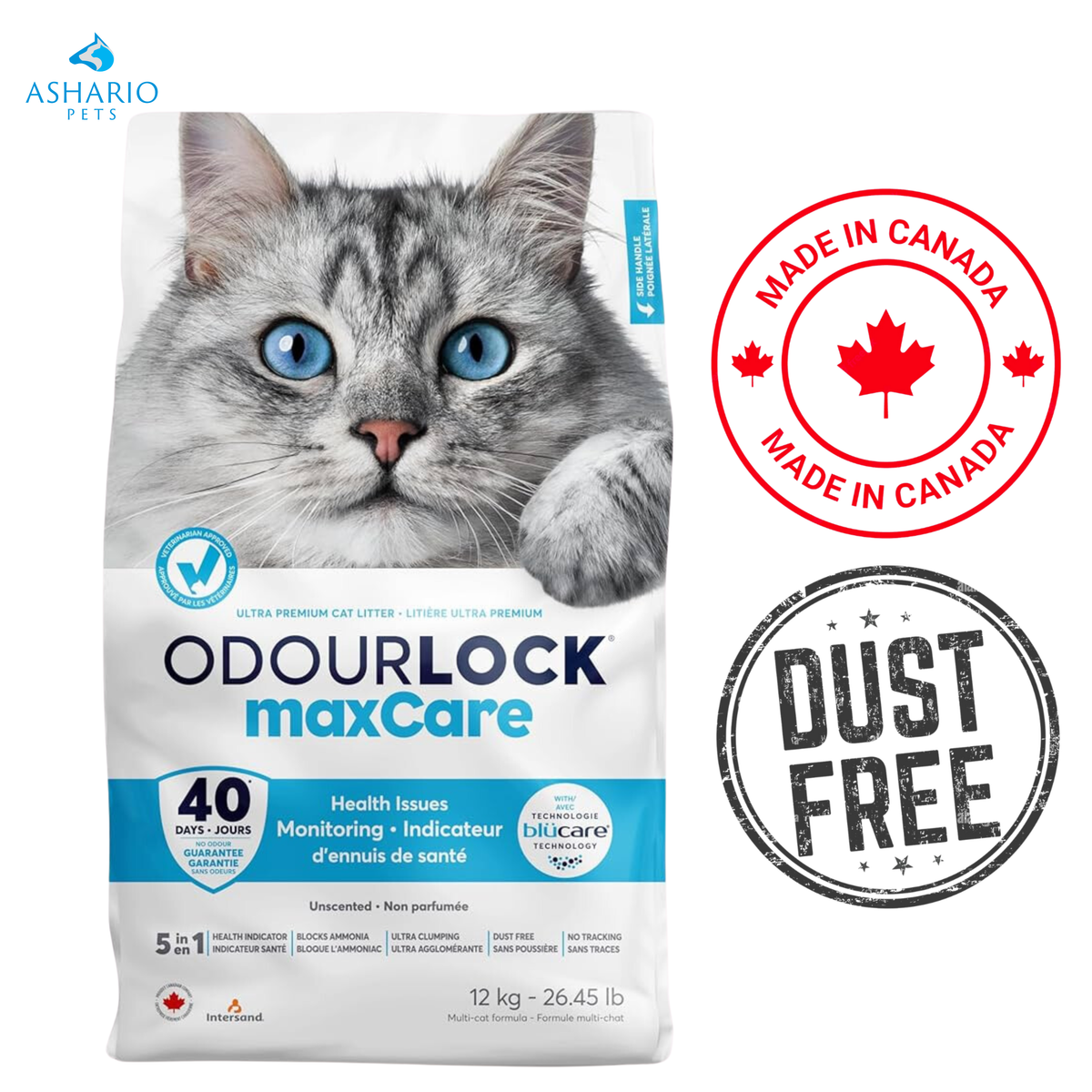 OdourLock - maxCare Ultra Premium Unscented Clumping Cat Litter