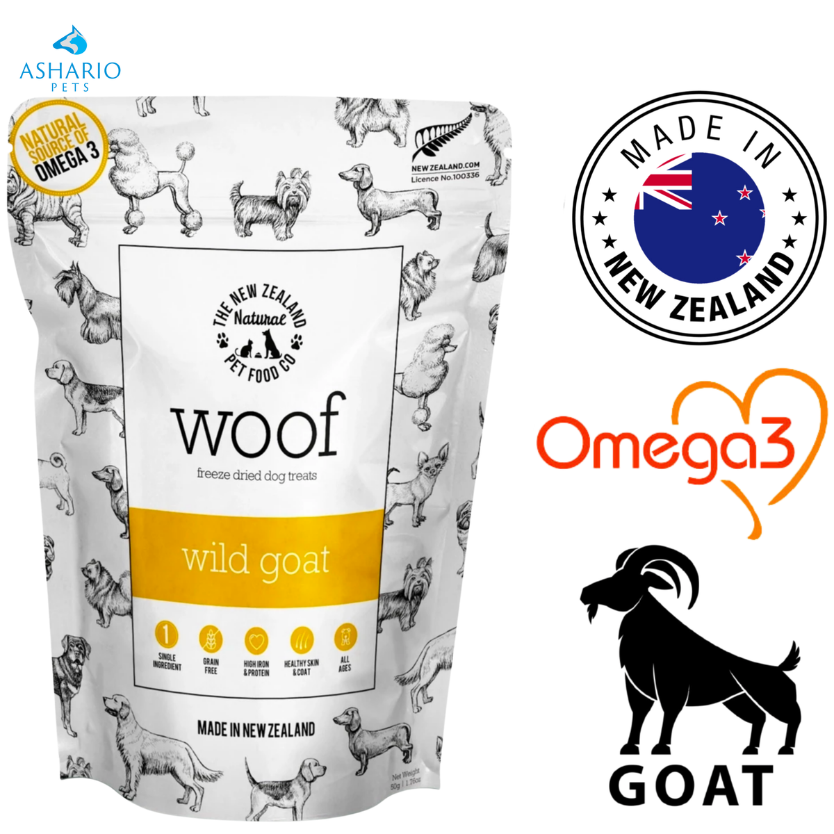 NZPF Woof - Wild Goat Freeze Dried Dog Treats
