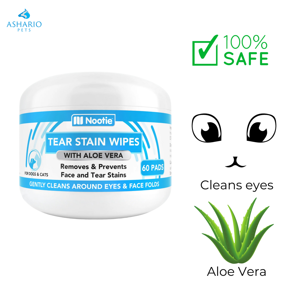 Nootie - Aloe Vera Tear Stain Wipes