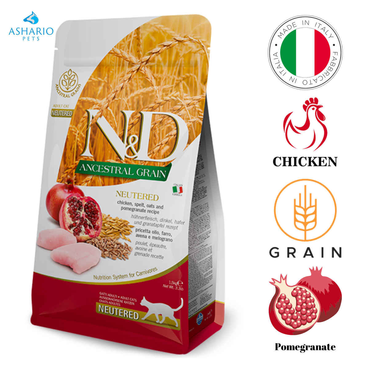 Farmina - Ancestral Grain Chicken & Pomegranate Neutered Dry Cat Food