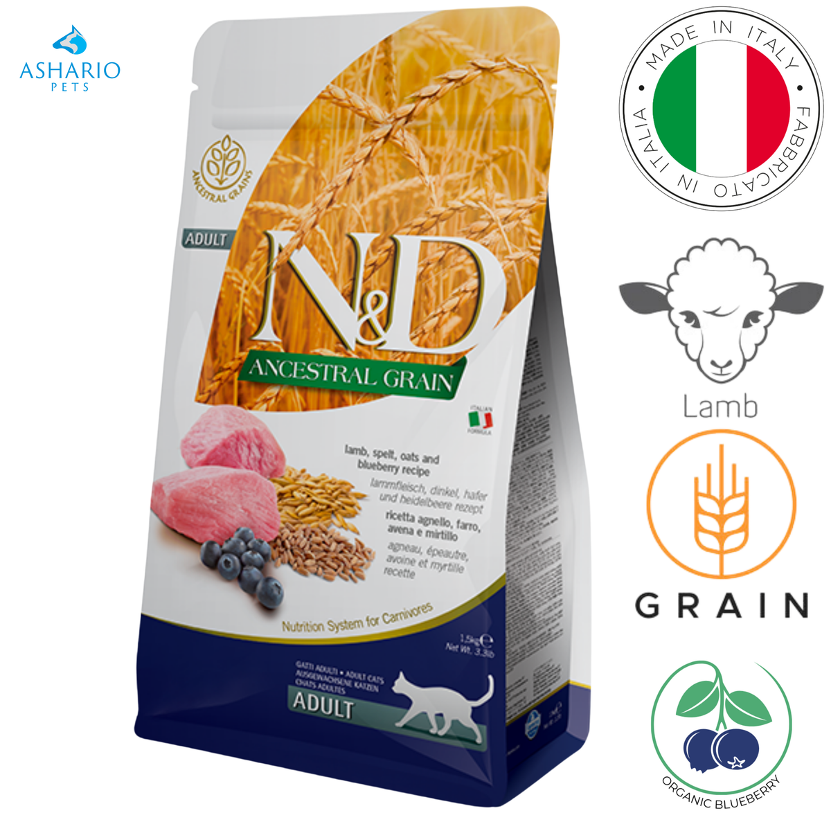 Farmina - Ancestral Grain Lamb & Blueberry Dry Cat Food
