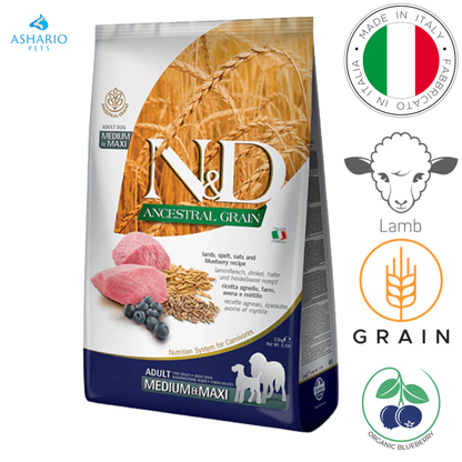 Farmina - Ancestral Grain Lamb & Blueberry Medium & Maxi Dry Dog Food
