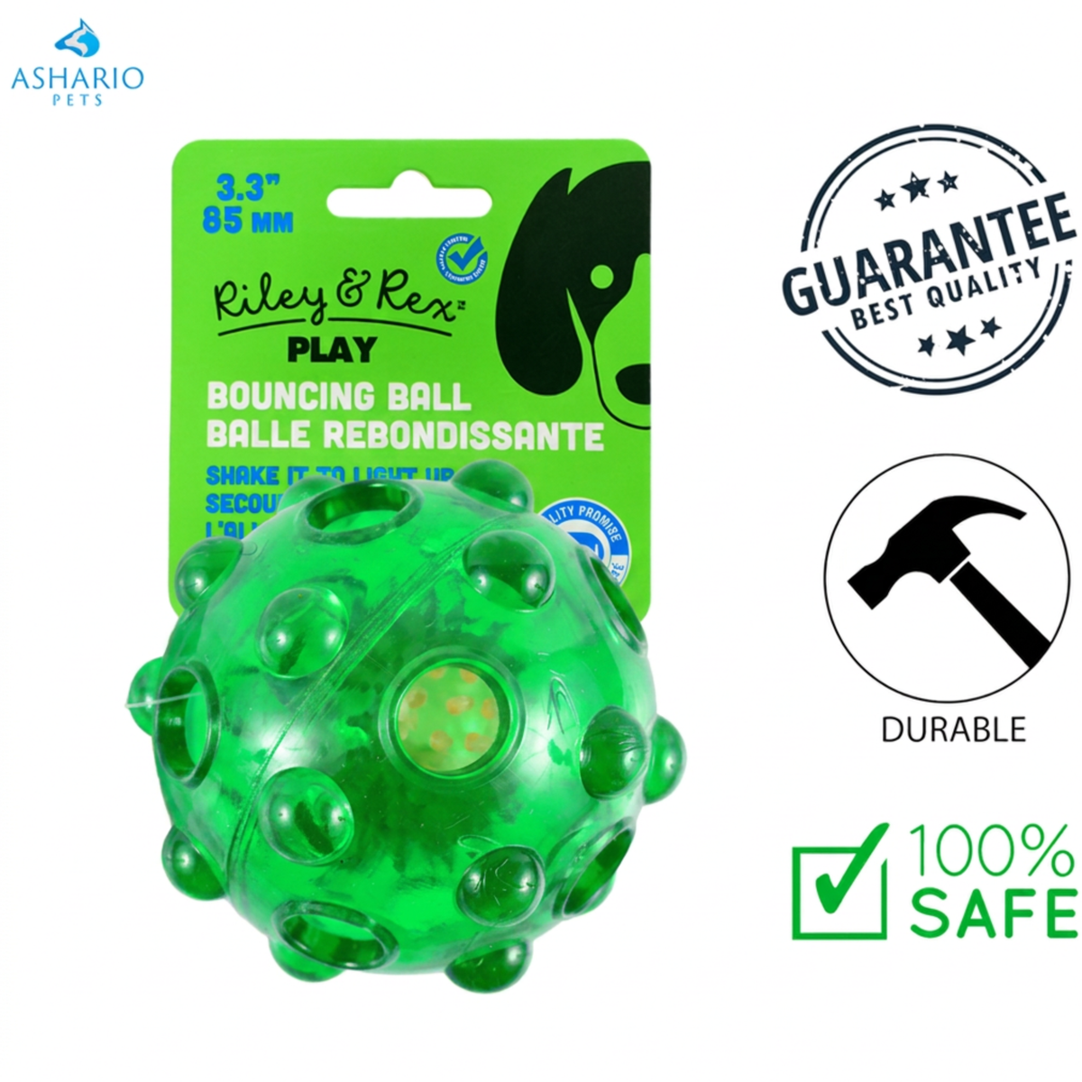 Riley & Rex - Light Up Bouncing Ball Dog Toy