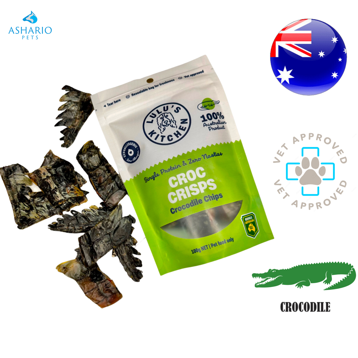 Rover Pet Products - Croc Crisps Crocodile Chips Dog Treats