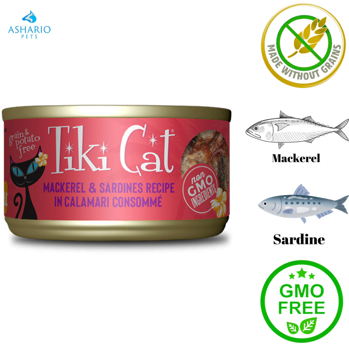 Tiki Cat - Grill Mackerel & Sardines In Calamari Consomme Canned Cat Food