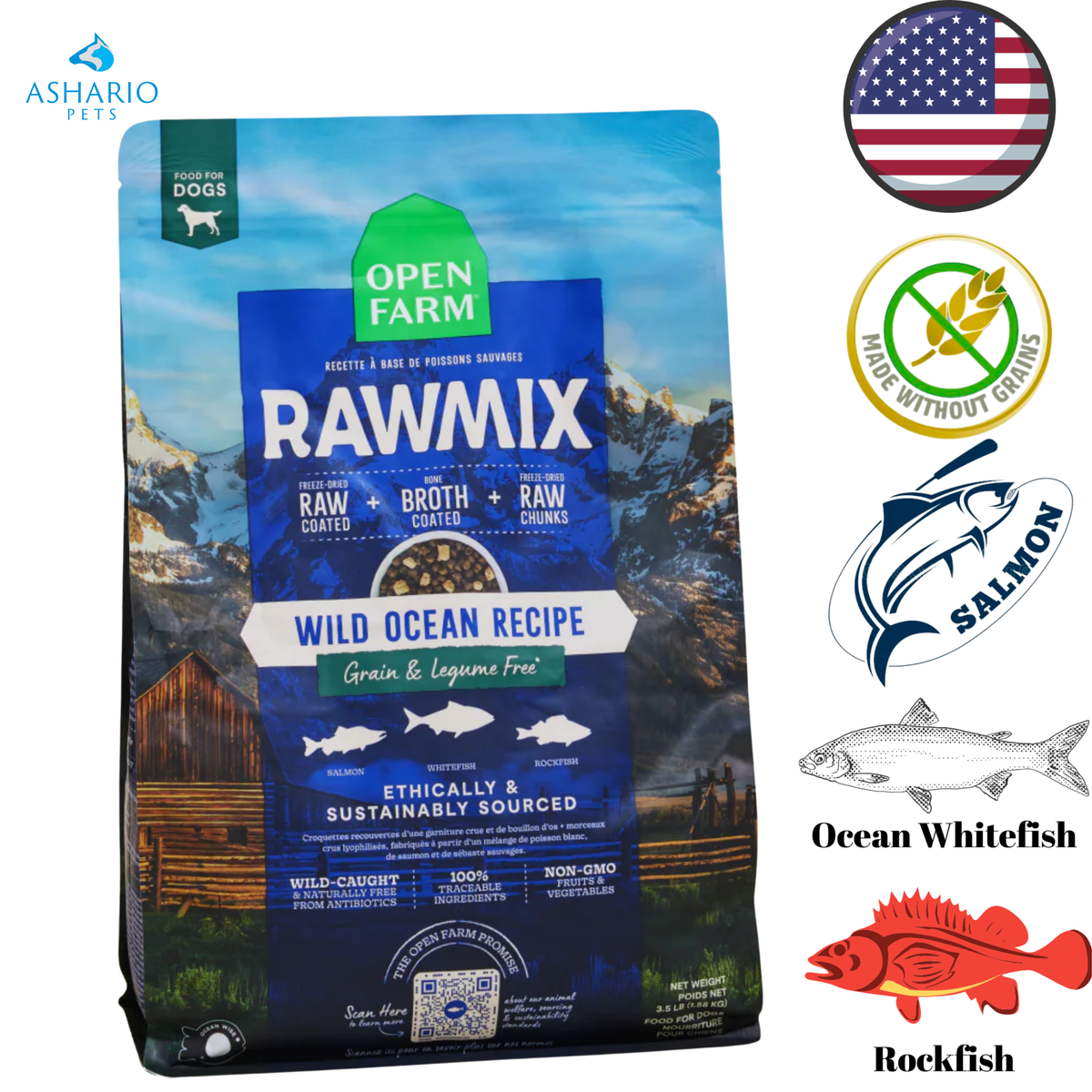 Open Farm - Grain Free Wild Ocean RawMix Dry Dog Food