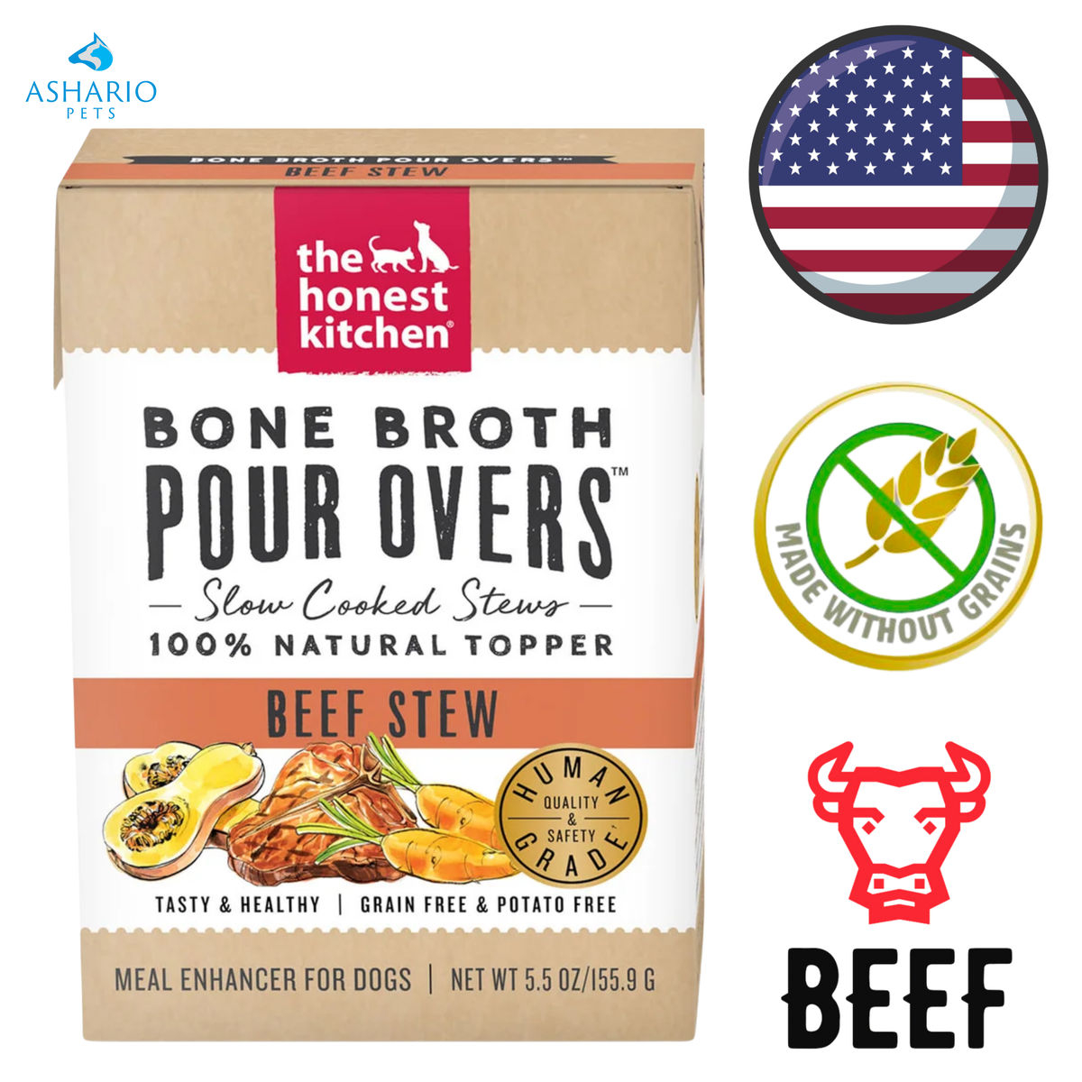The Honest Kitchen - Beef Stew Bone Broth Pour Overs For Dogs