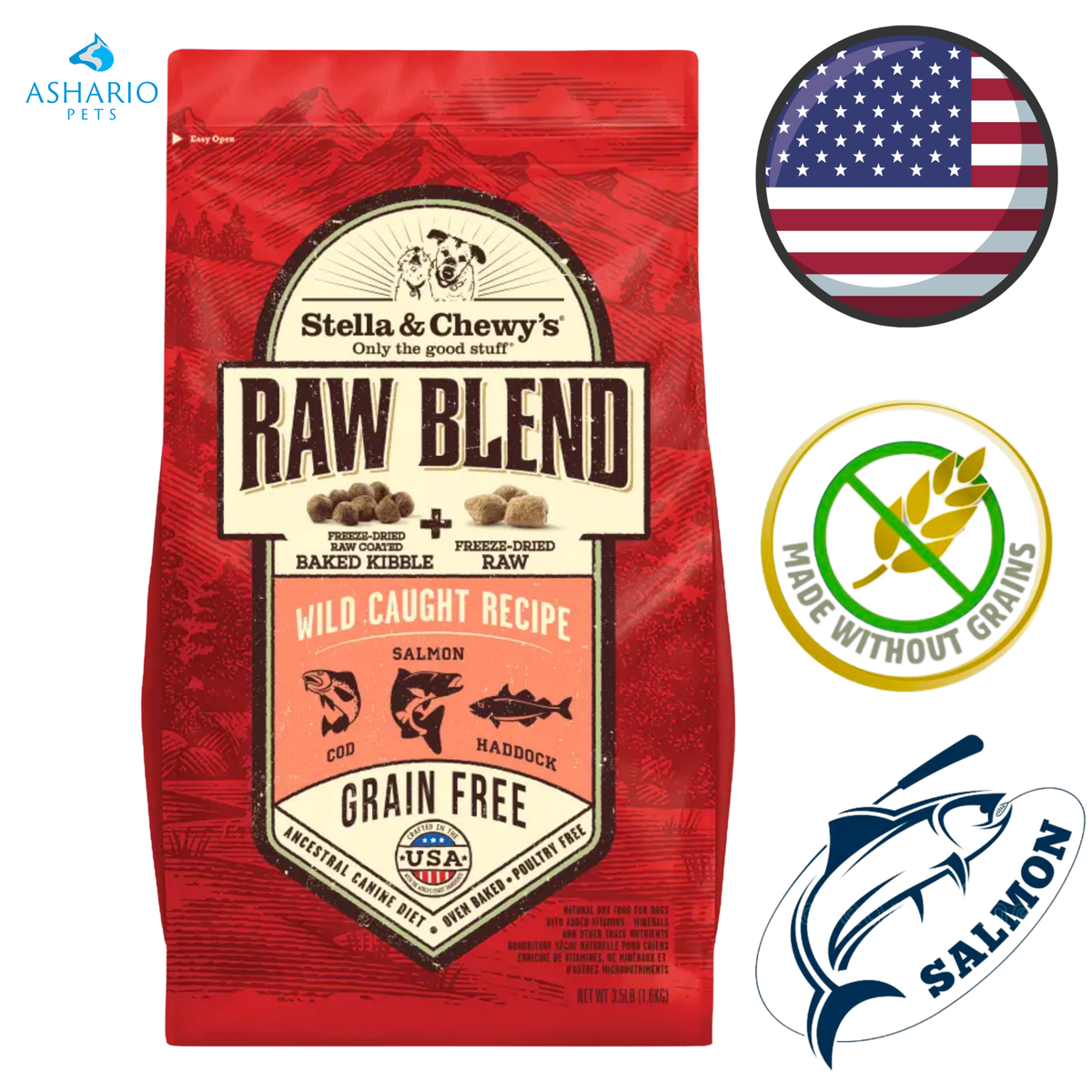 Stella & Chewy's - Grain Free Wild Caught Fish Raw Blend Kibble Dry Dog Food