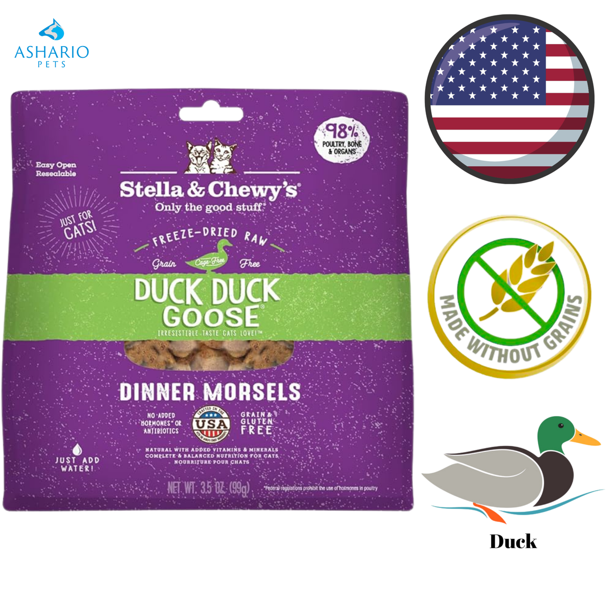 Stella & Chewy's - Duck, Duck Goose Freeze Dried Raw Dinner Morsels Cat Food