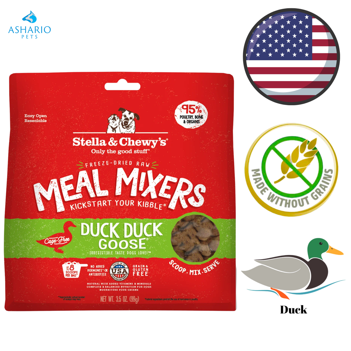 Stella & Chewy's - Duck Duck Goose Freeze Dried Raw Meal Mixers For Dogs