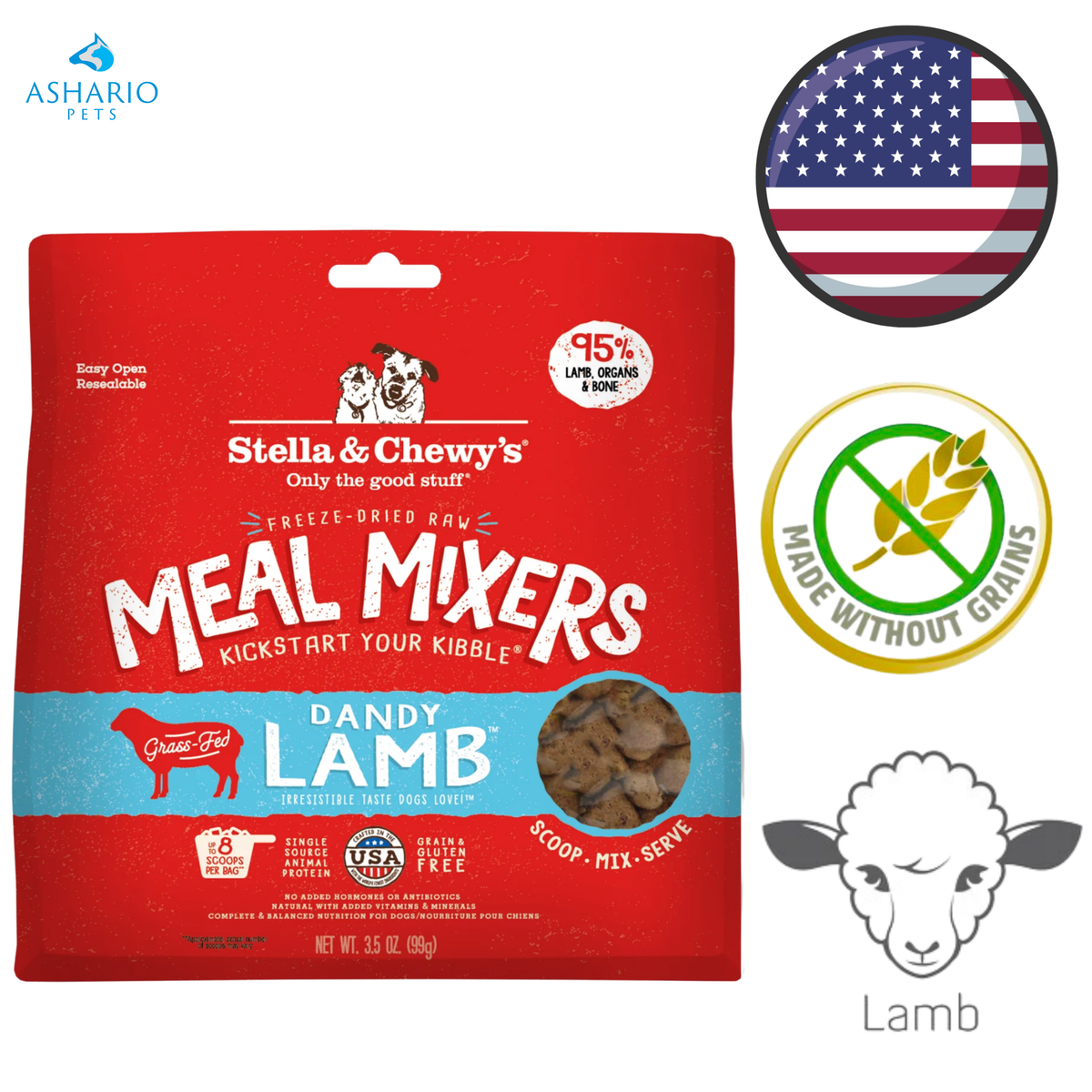 Stella & Chewy's - Dandy Lamb Freeze Dried Raw Meal Mixers For Dogs