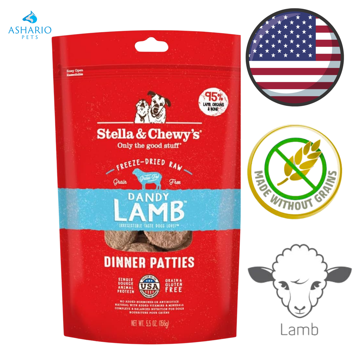 Stella & Chewy's - Dandy Lamb Dinner Patties Freeze Dried Raw Dog Food