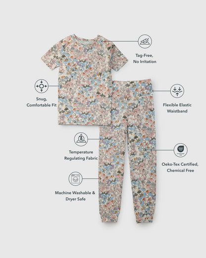 Short Sleeve Long Pants Summer Pajama Set TENCEL™ - English Garden