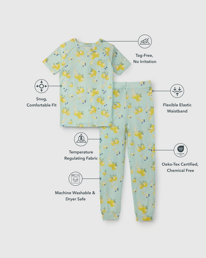 Short Sleeve Long Pants Summer Pajama Set TENCEL™ - Lemon Squeezy