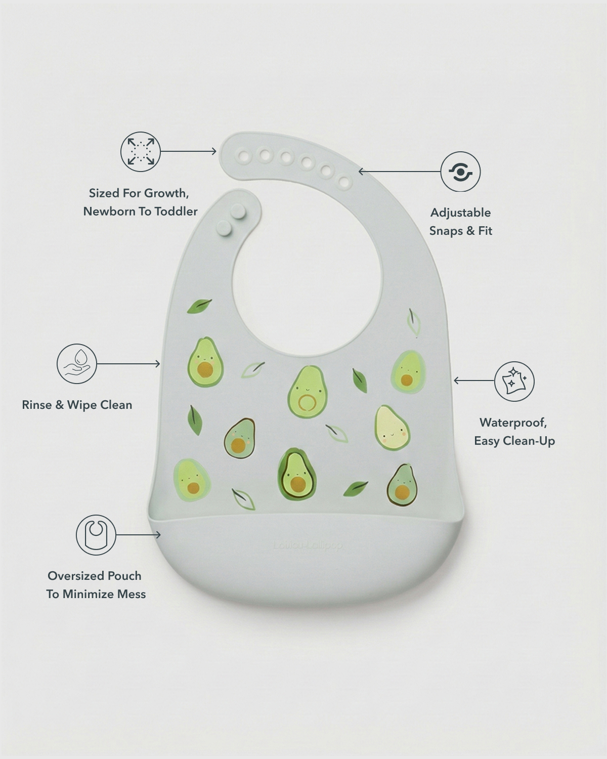 Silicone Bib Printed - Avocado