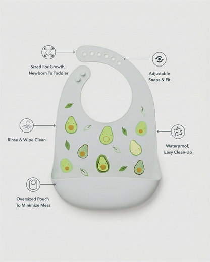 Silicone Bib Printed - Avocado