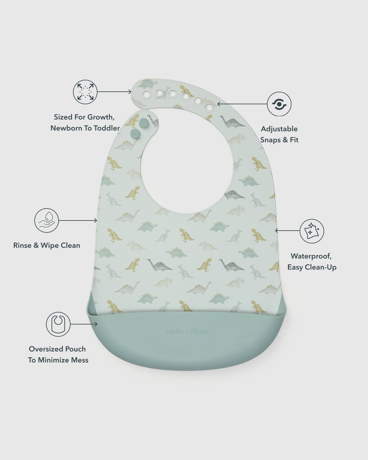 Silicone Bib Printed - Dino Friends