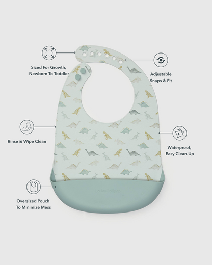 Silicone Bib Printed - Dino Friends