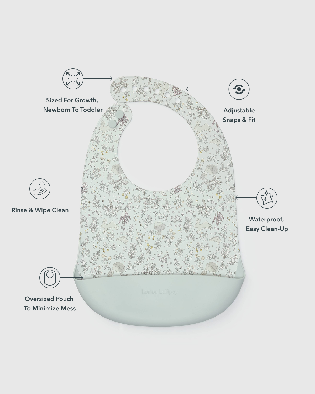 Silicone Bib Printed - Hedgehog Forest