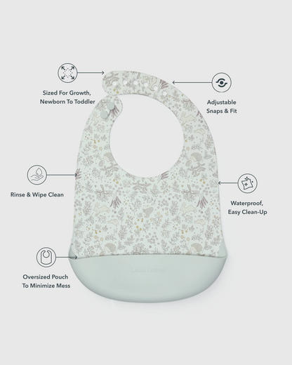 Silicone Bib Printed - Hedgehog Forest