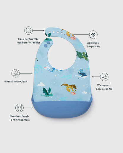 Silicone Bib Printed - Magical Dragons