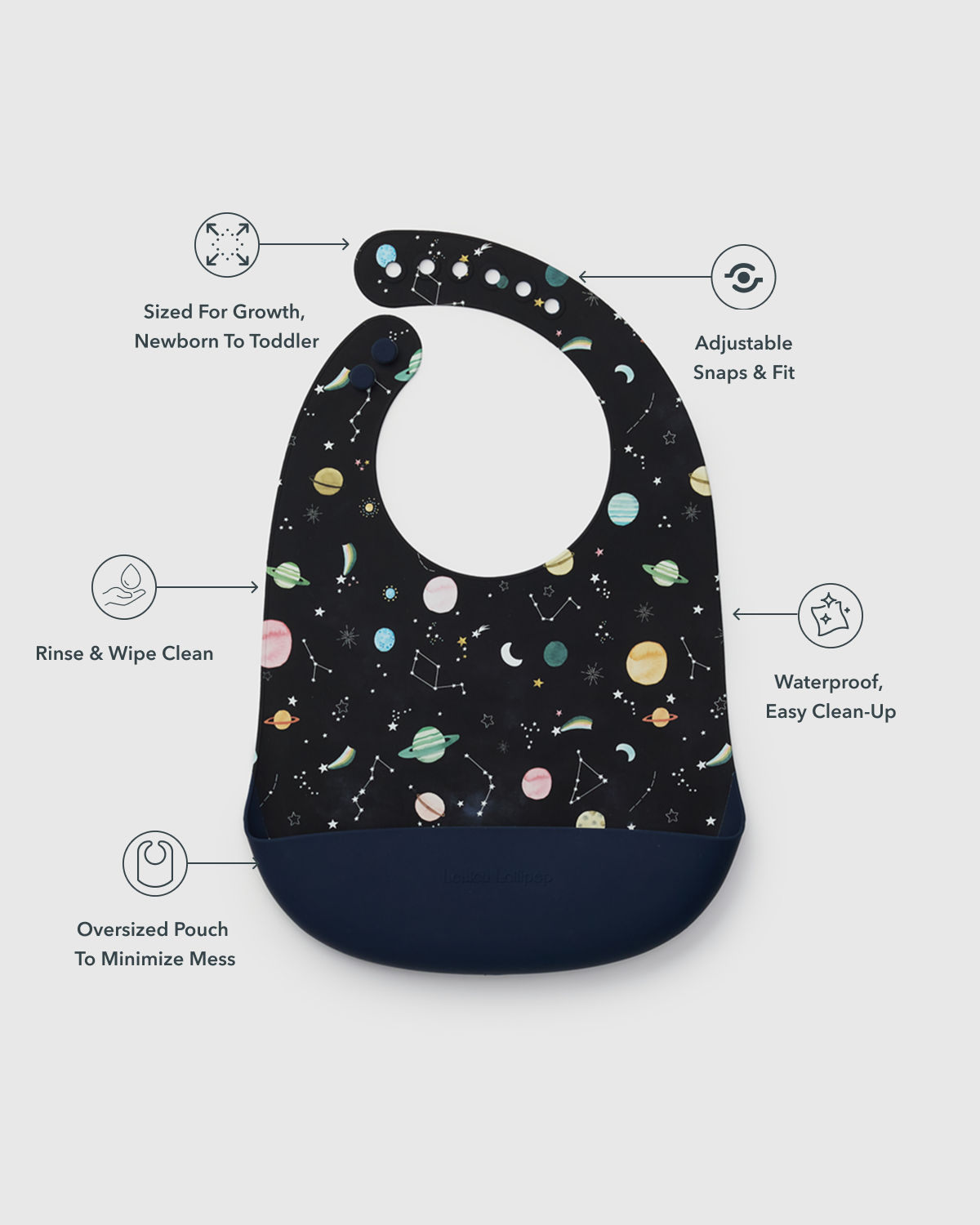 Silicone Bib Printed - Planets