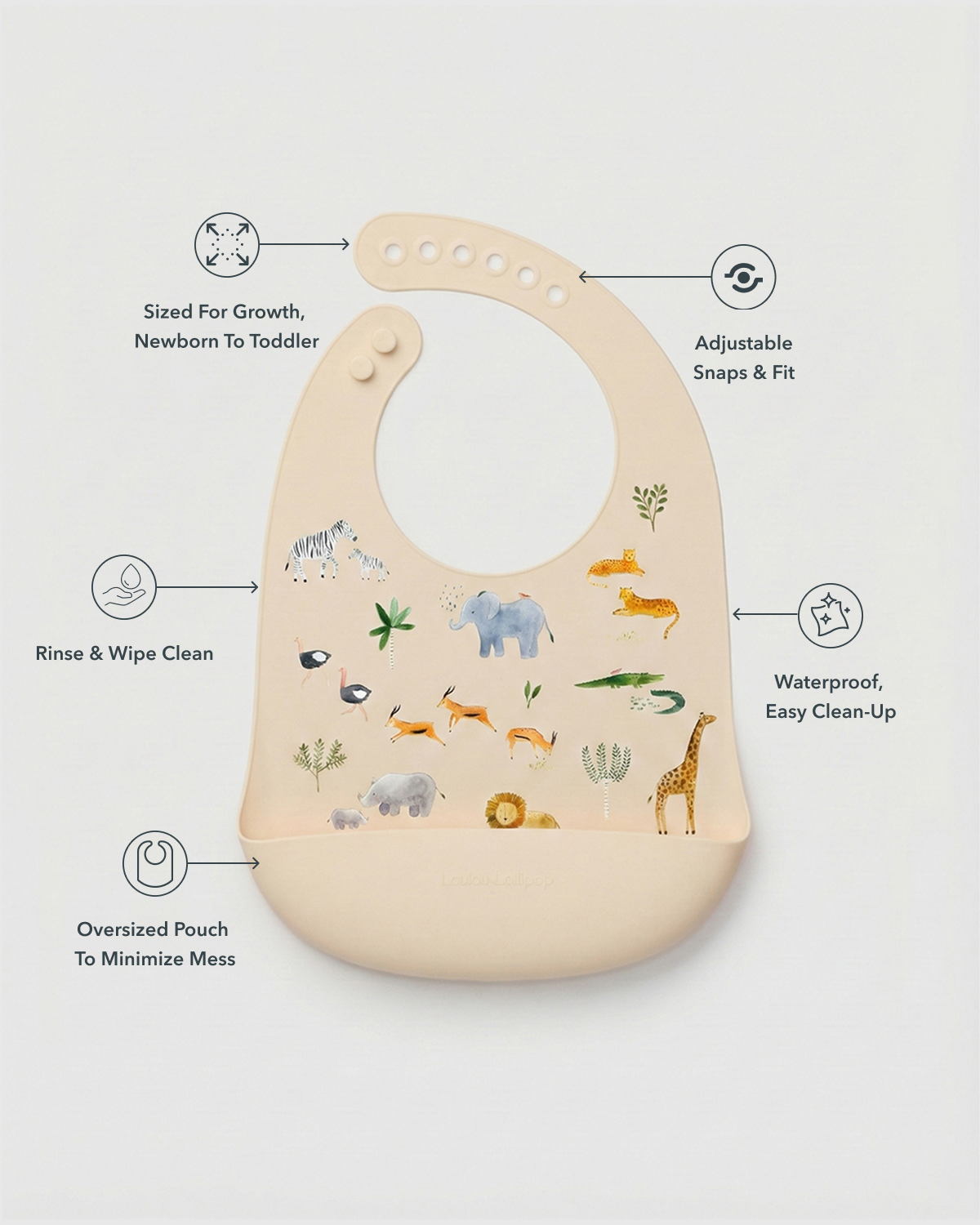 Silicone Bib Printed - Safari Jungle