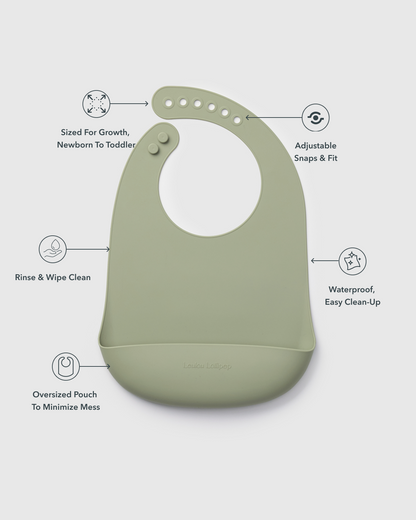 Silicone Bib - Silver Sage