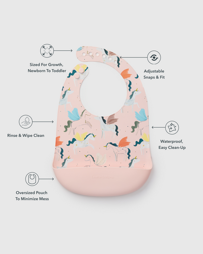 Silicone Bib Printed - Unicorn Ballet
