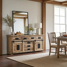Buffet de style campagnard en manguier brut avec portes coulissantes