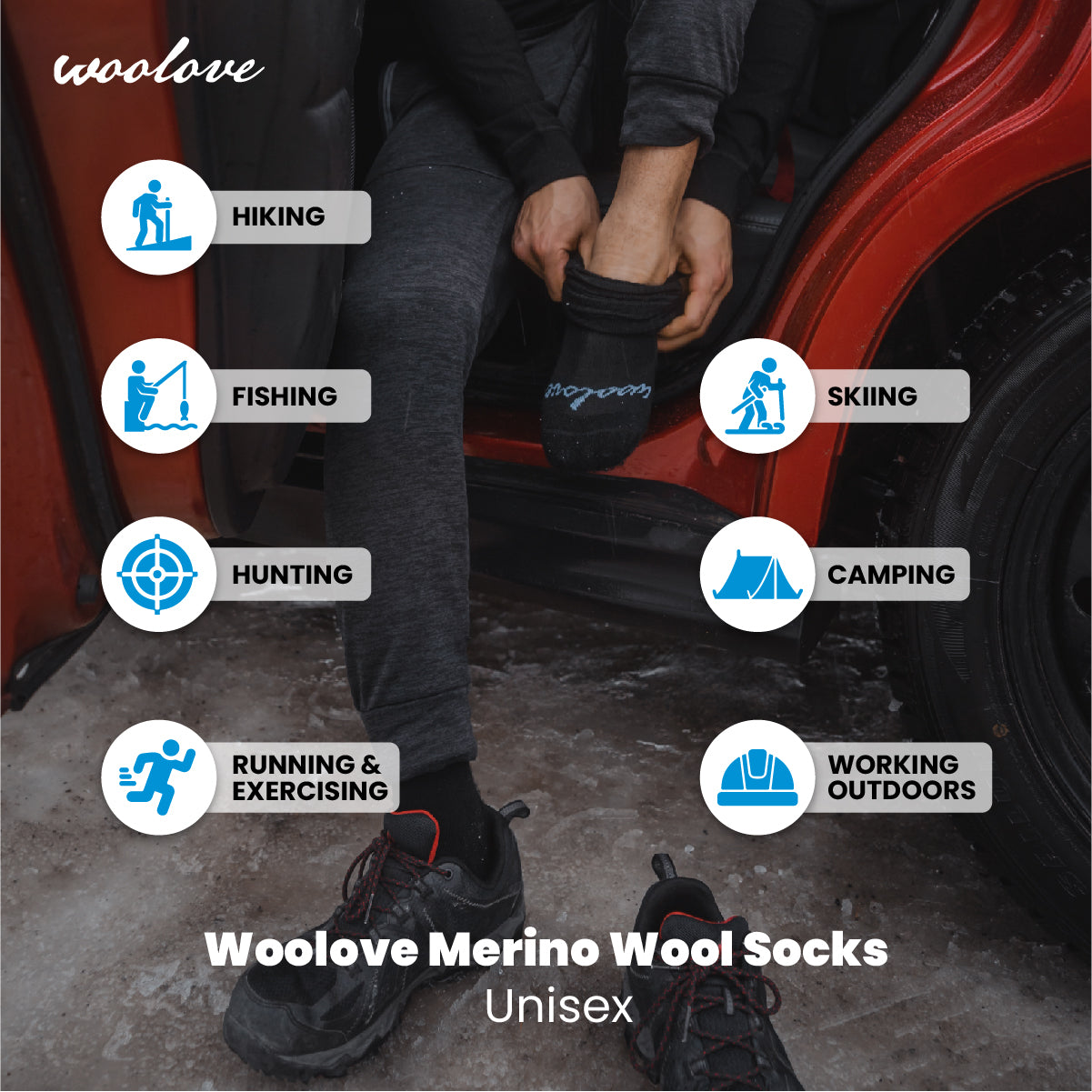 Chaussettes en laine mérinos — Paquet de 2, unisexe