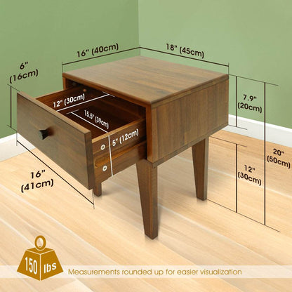 Table de chevet Sofia à 1 tiroir en bois massif