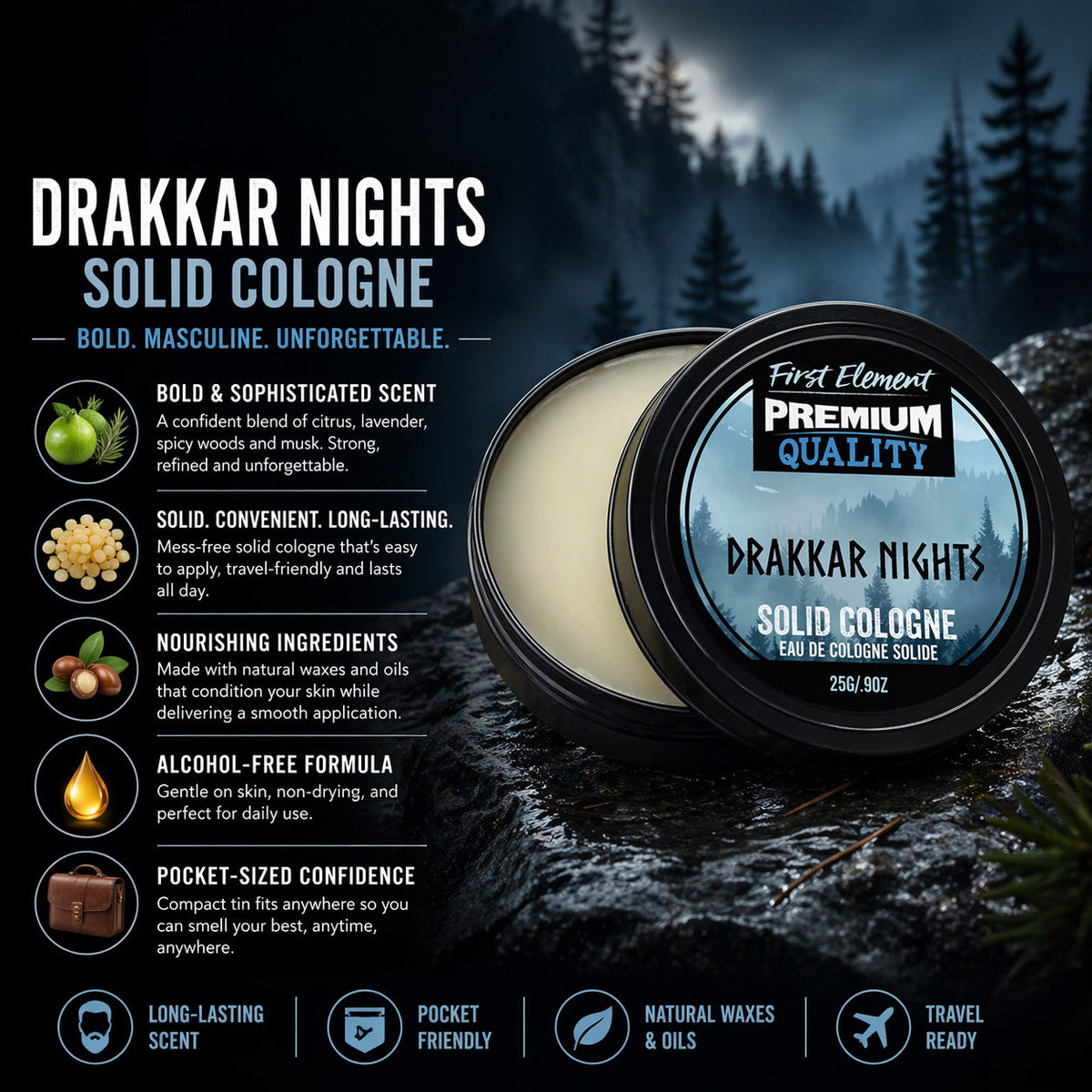 Eau de Cologne Solide - Drakkar Nights