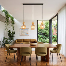 SOPHIA Cognac Ribbed Glass 3-Light Linear Pendant for Dining, Living Room & Kitchen
