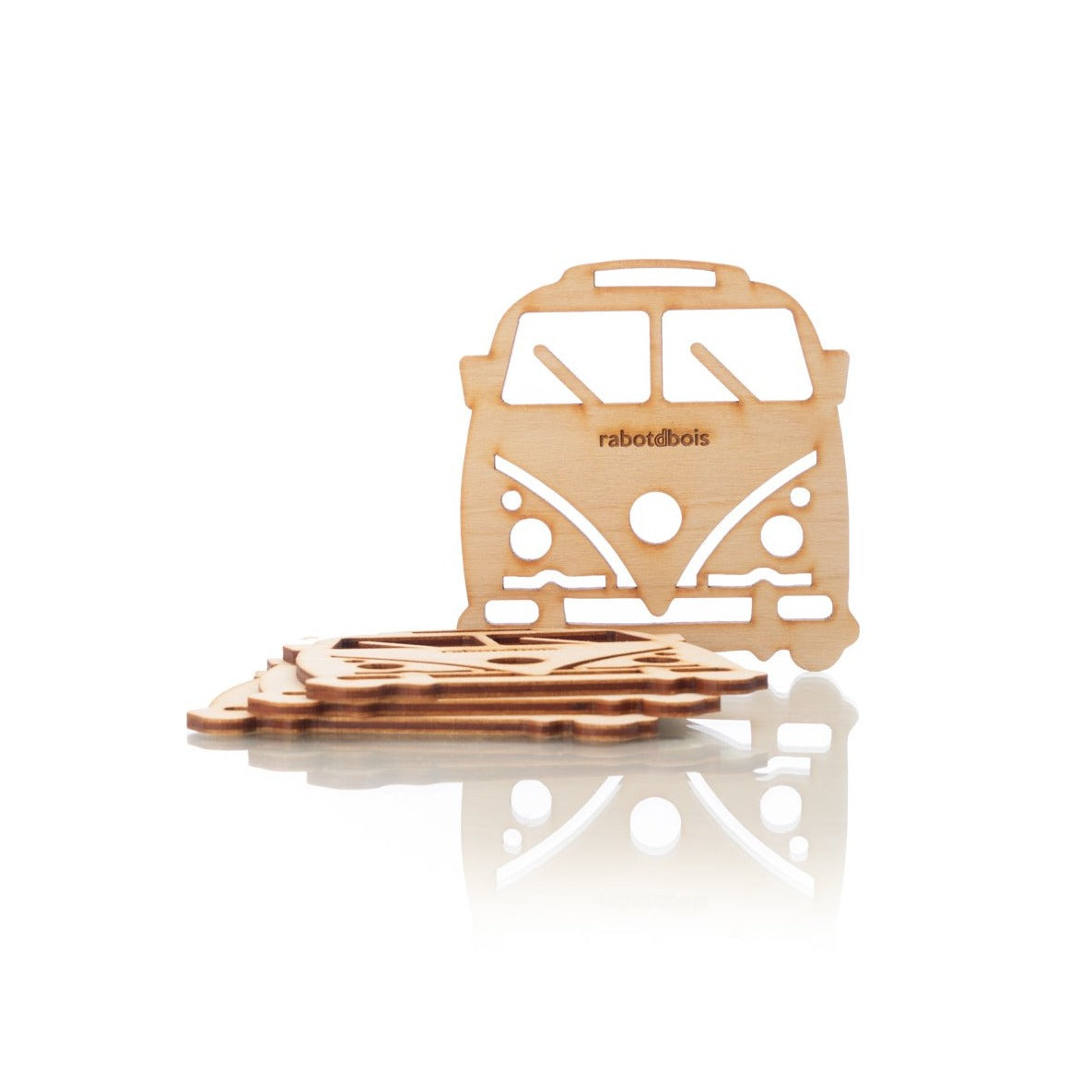 Wooden coasters with openwork designs