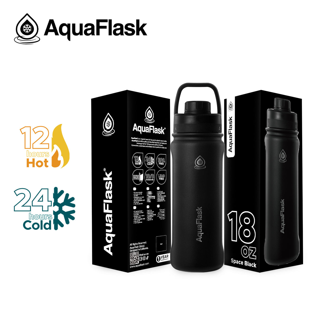 Bouteilles d'eau isothermes sous vide AquaFlask Original 530ml (18oz)