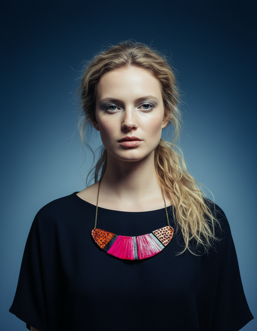 Parure de bijoux fantaisie unique rose, jaune et noir