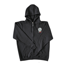 Sweat à capuche zippé brodé fraise et sauge