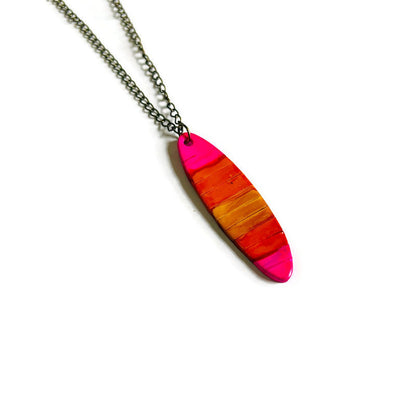 Collier pendentif rayé ombré fait main