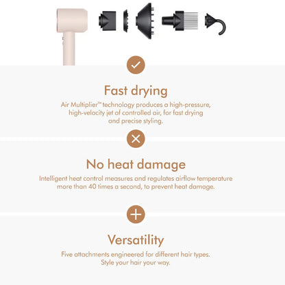 DYSON OFFICIAL OUTLET Supersonic Hair Dryer Ceramic Pink/Rose Gold - Refurbished with 1 year Dyson Warranty - (Excellent)