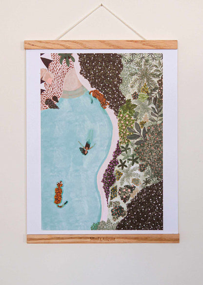 Swimming with Tigers Art Print