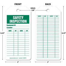 Safety Tags By-The-Roll: Safety Inspection – Equipment Test Record