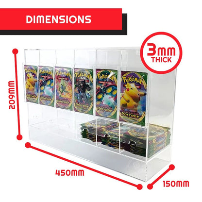 Distributeur de Présentoirs Acryliques EVORETRO 6 emplacements pour Paquets Boosters Pokémon - 4 Paquets