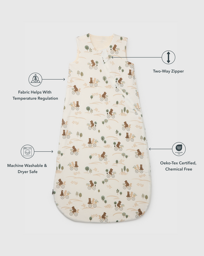 Baby Sleep Bag TENCEL™ 1.0 TOG - Bears on Bikes