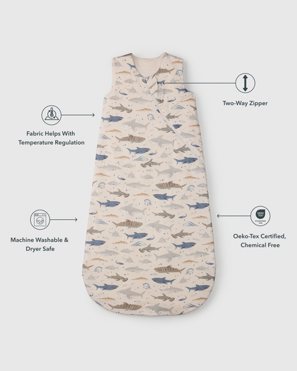 Baby Sleep Bag TENCEL™ 1.0 TOG - Smiley Sharks